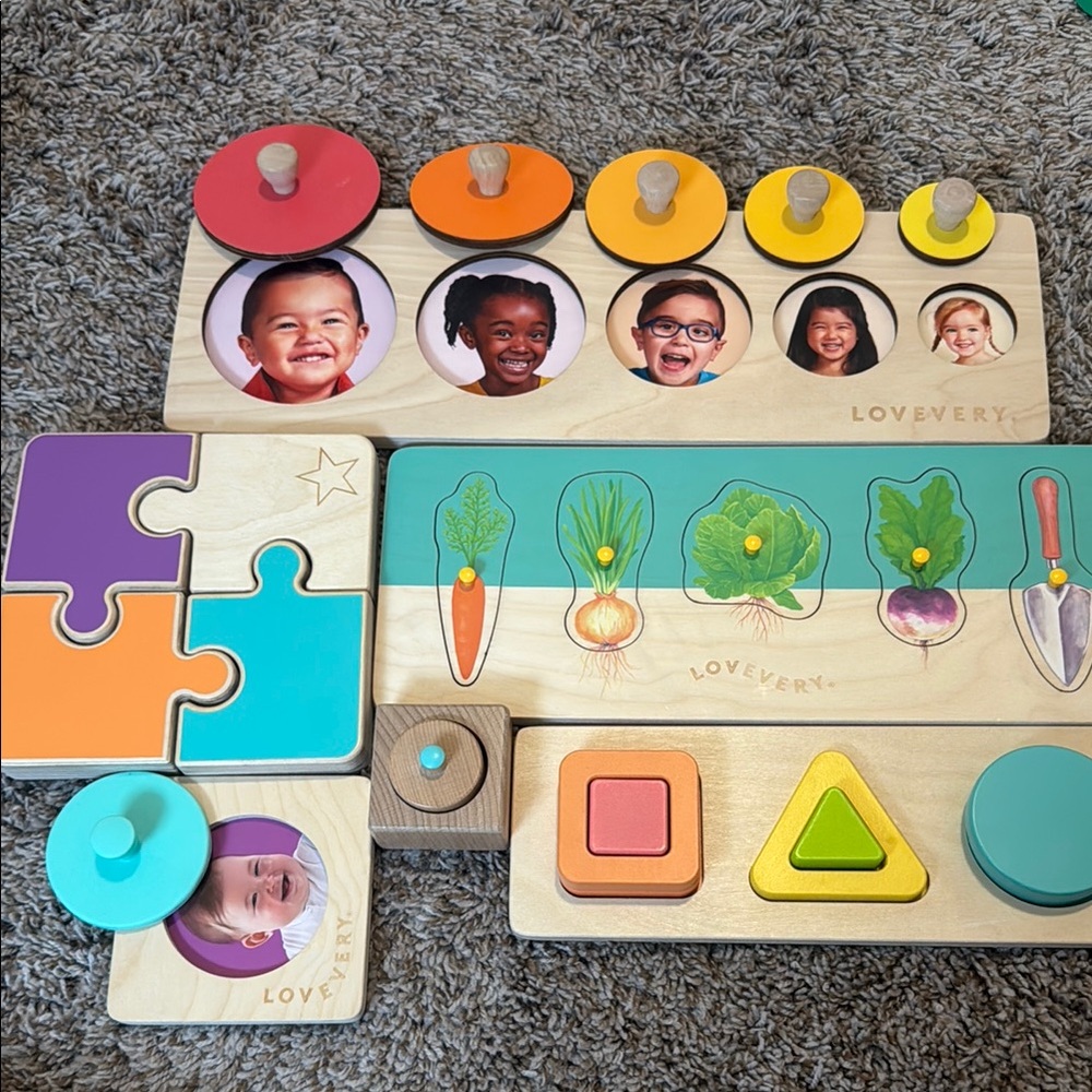 Lovevery Multiple Wooden Puzzle Sets - Multicolor